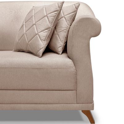 Sofa 2 Lugares Retro Polo 160cm Com Almofada Linho Areia Ezz Areia