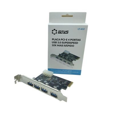 Kit 5 Placa Usb 3.0 Pci 4 Portas 5Gbps Pci-Express Pc Lt-612