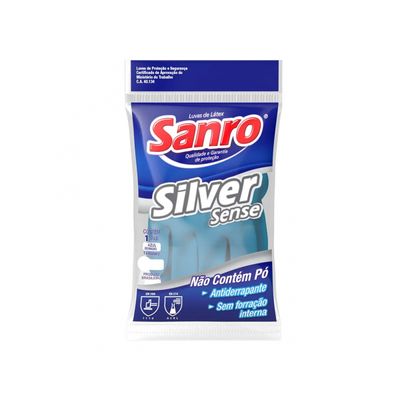 Luva Latex Sanro Azul Silver Sense B M c/10pcs