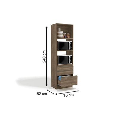 Torre Quente De Cozinha Paneleiro Maxxi G750 Com 1 Porta 3 Gavetas E 2 Nichos Para Forno 70cm Canela - Kappesberg