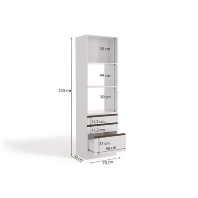 Torre Quente De Cozinha Paneleiro Maxxi G750 Com 1 Porta 3 Gavetas E 2 Nichos Para Forno 70cm Canela - Kappesberg