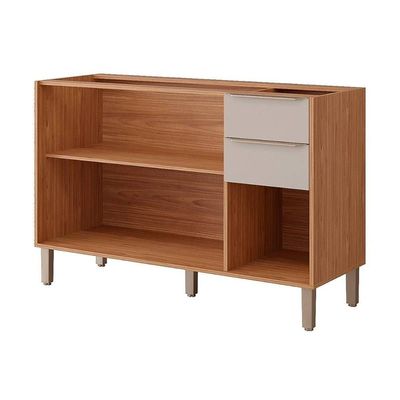 Gabinete de Cozinha Modulado Balcão Divina c/ 3 Portas e 2 Gavetas s/Tampo 120cm Freijo/Off White - MGM