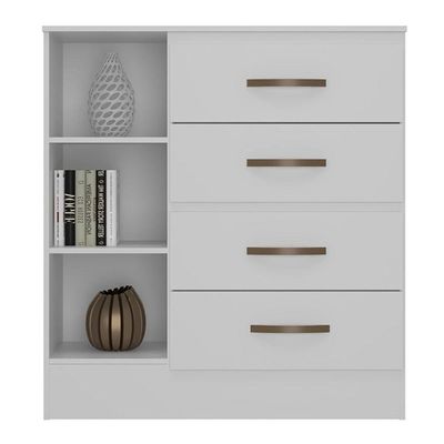 Cômoda Sapateira Para Quarto 1 Porta 4 Gavetas Lisa Branco