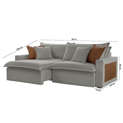Sofá Dallas Linho Dois Módulos De 90cm B15 Meu Sofá Online A230 Linho Cinza
