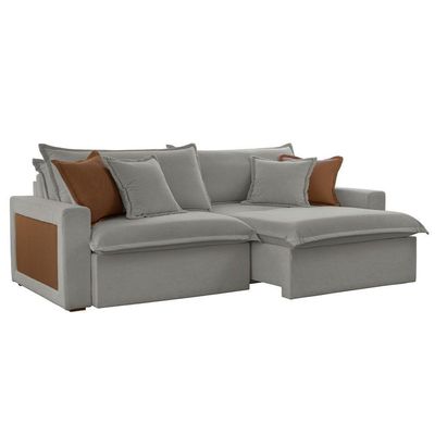 Sofá Dallas Linho Dois Módulos De 90cm B15 Meu Sofá Online A230 Linho Cinza