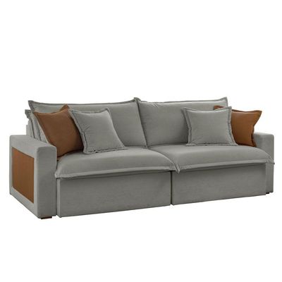 Sofá Dallas Linho Dois Módulos De 90cm B15 Meu Sofá Online A230 Linho Cinza