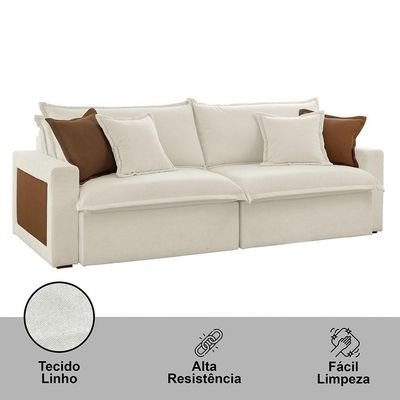 Sofá Dallas Linho Dois Módulos De 90cm B15 Meu Sofá Online A302 Linho Branco