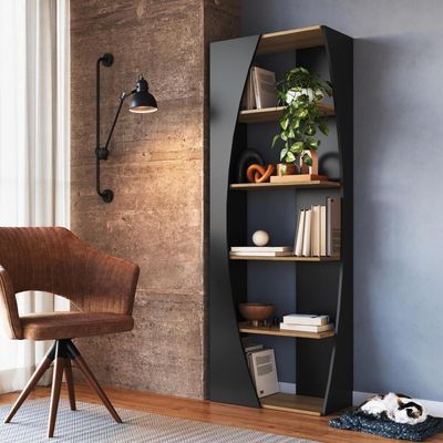 Estante Livreiro Multiuso 05 Prateleiras Preto Mel Proddy