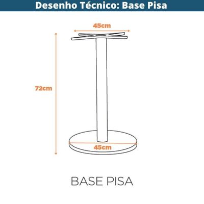 Base De Mesa De Jantar Redonda Pisa Beta Fratini 72 Cm Altura Em Aço Cor Preto Com Disco Redondo