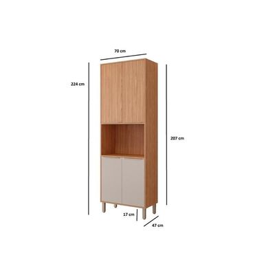 Torre Quente De Cozinha Paneleiro Divina Com 4 Portas E 1 Nicho Para Forno 70 Cm Freijo-off White - Mgm