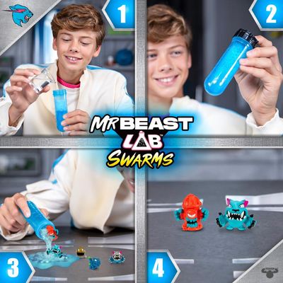 Mega Lab com 12 Mini Bonecos Surpresa Swarms MrBeast Lab