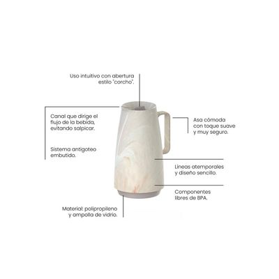 Bule Térmico Tramontina Exata em Plástico Marmorizado Creme 500 ml
