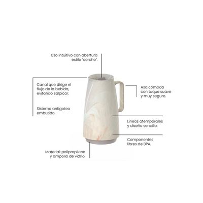Bule Térmico Tramontina Exata em Plástico Marmorizado Creme 500 ml
