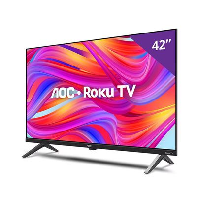 Smart TV 42 AOC Full HD DLED 42S5045/78G com Processador Quad Core, Sistema Operacional Roku, HDMI e USB Preto