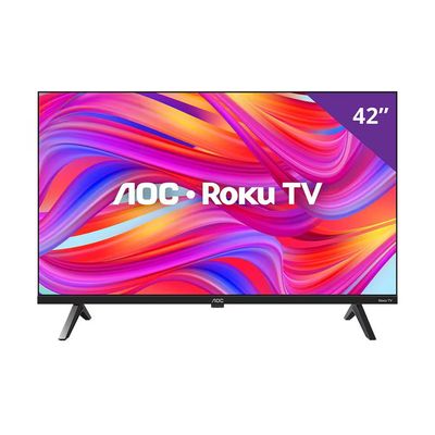 Smart TV 42 AOC Full HD DLED 42S5045/78G com Processador Quad Core, Sistema Operacional Roku, HDMI e USB Preto