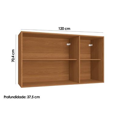 Armário Aéreo Cozinha Modulado Ciela R646 c/ 3 Portas 120cm Canela/Azul - Kappesberg
