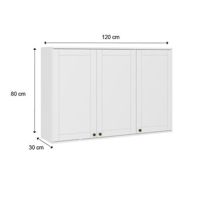 Armário Aéreo Milla 3 Portas Branco Mdf 120cm Carraro