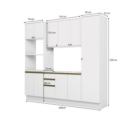 Cozinha Compacta Celeste Kappesberg 100% Mdf Branco 240cm
