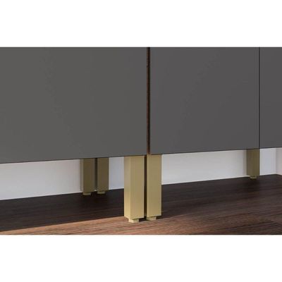 Gabinete De Cozinha Modulado Balcão Nápoli Prime 3 Portas E 2 Gavetas Com Tampo 120cm Amendoa-grafite - Ronipa
