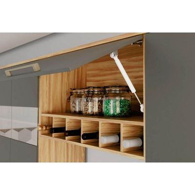 Armário Aéreo Cozinha Modulado Nápoli Prime Geladeira Adega Com 1 Porta Basculante 80cm Amendoa-grafite - Ronipa