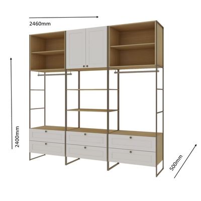 Closet Casal 2 Portas 6 Gavetas Mdf Savana Branco Fosco