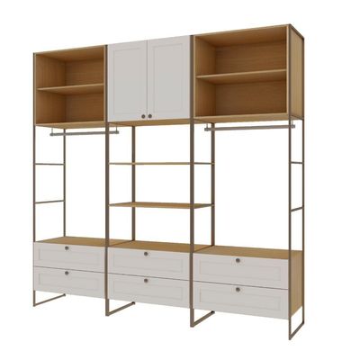 Closet Casal 2 Portas 6 Gavetas Mdf Savana Branco Fosco