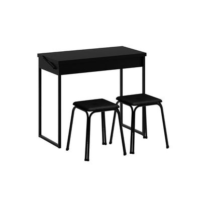 Conjunto: Mesa De Cozinha Dobrável 1590 C- 2 Banquetas Preto-preto - Carraro