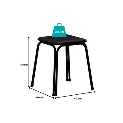 Conjunto: Mesa De Cozinha Dobrável 1590 C- 2 Banquetas Preto-preto - Carraro