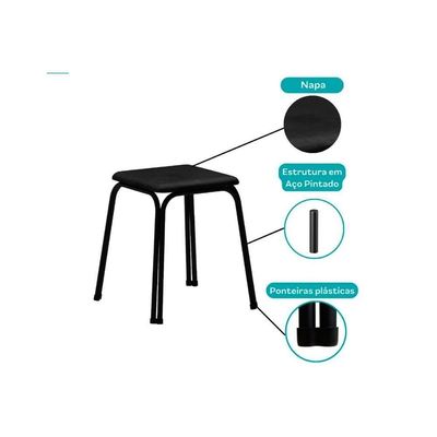 Conjunto: Mesa De Cozinha Dobrável 1590 C- 2 Banquetas Preto-preto - Carraro