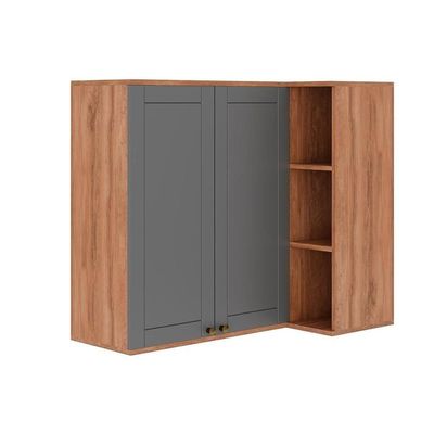 Armário Aéreo Para Cozinha Bella 2604 Canto Reto Com 2 Portas 94cm Nogal-cinza - Carraro