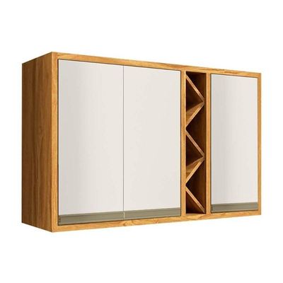 Armário Aéreo Cozinha Modulado Tempranillo Com 3 Portas 120cm Amendoa-off White - Ronipa
