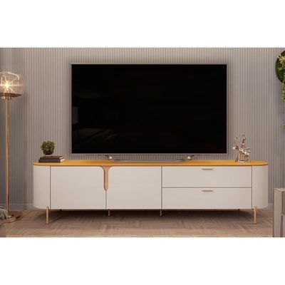 Rack Bancada Para Tv Até 75 Pol Celine 100% Mdf Com Pés 241x57cm Bali-cedro - Dj Móveis