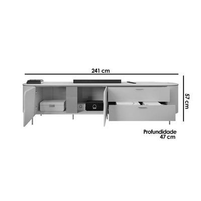 Rack Bancada Para Tv Até 75 Pol Celine 100% Mdf Com Pés 241x57cm Bali-cedro - Dj Móveis