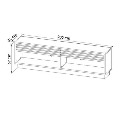 Rack Bancada Com Painel Para Tv Até 42 Pol Pl3004-ra2003 Ripado 2 Gavetas 115x150cm Natural-off White - Tecno Mobili