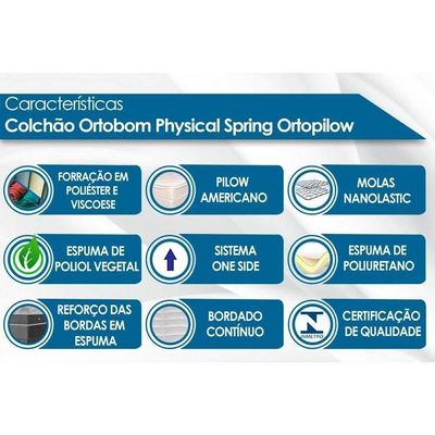 Colchão Viúva Molas Nanolastic Physical Spring Ortopillow (108x198x23) - Ortobom