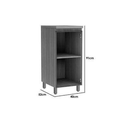 Gabinete de Cozinha Modulado Balcão c/ Tampo Rainha c/ 1 Porta 40cm Branca/Nature - Nesher