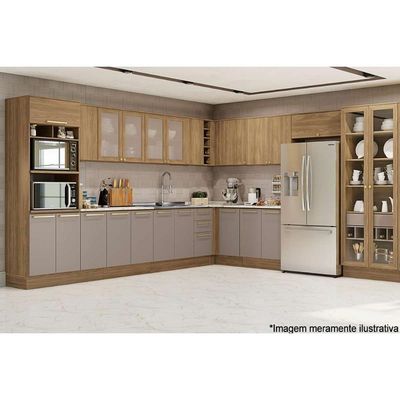 Armário Aéreo Cozinha Modulado Botanic Canto Reto M636 Com 1 Porta 98cm Nogueira - Kappesberg