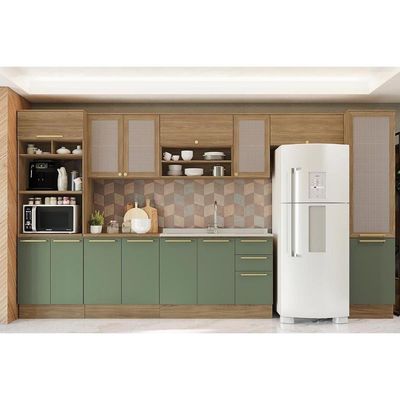 Módulo Cozinha Kappesberg Botanic Armário Botanic M635 Nicho c/ 2 Portas c/ Tela 120cm Nogueira - Kappesberg