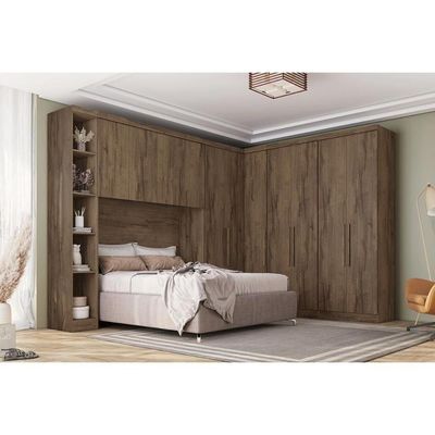 Armário Ponte Modulado Aéreo Casal/Queen 167cm Rizon/Linea c/ 4 Portas Cumaru - Novo Horizonte
