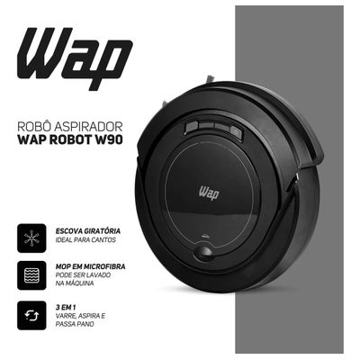 Robô aspirador Robot W90 varre aspira e passa pano 30w Wap cor preto 110V/220V