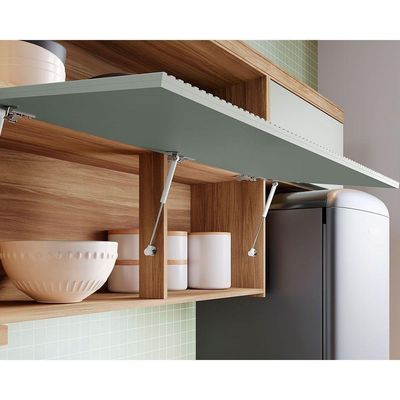 Armário Aéreo Cozinha Modulado Marquesa c/ 1 Porta Basculante Ripada e 1 Nicho 120cm Nature - Nesher