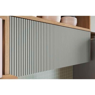 Armário Aéreo Cozinha Modulado Marquesa c/ 1 Porta Basculante Ripada e 1 Nicho 120cm Nature - Nesher