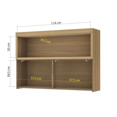 Armário Aéreo Cozinha Modulado Marquesa c/ 1 Porta Basculante Ripada e Nicho 120cm Nature - Nesher