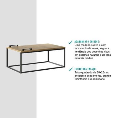Mesa De Centro Com Bandeja Madeirada E Tubos Pretos Carraro 1346