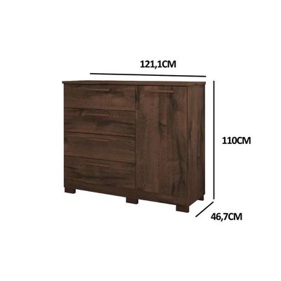 Cômoda Juvenil Malu C/ 1 Porta 4 Gavetas Cinamomo - Panan