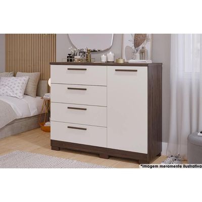 Cômoda Juvenil Malu C/ 1 Porta 4 Gavetas Cinamomo - Panan