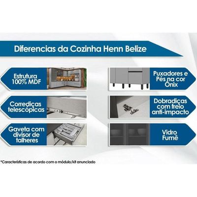Balcão de Cozinha Modulado Gourmet Belize Cinza - Henn