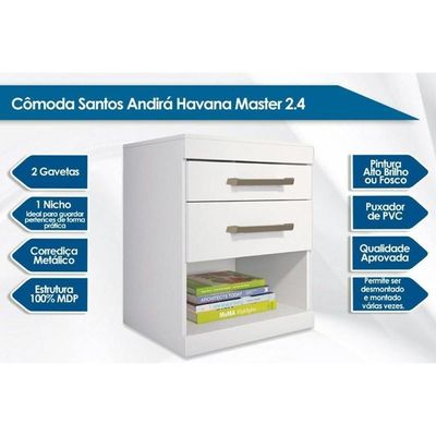 Mesa de Cabeceira Solteiro Havana c/ 2 Gavetas Atacama-Jatobá - Santos Andirá