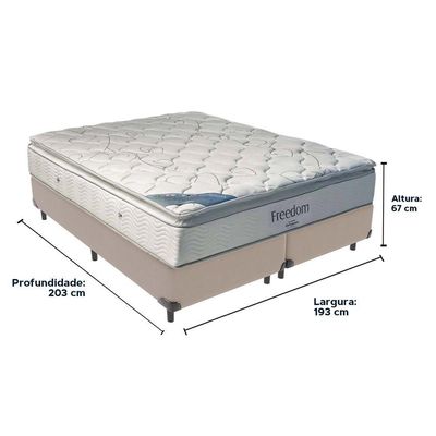 Cama Box Bege E Colchão Freedom Molas Ensacadas King Ortobom