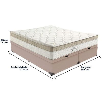Cama Box Baú Bege E Colchão King Best Molas Ensacadas King 193x203x33 Anjos